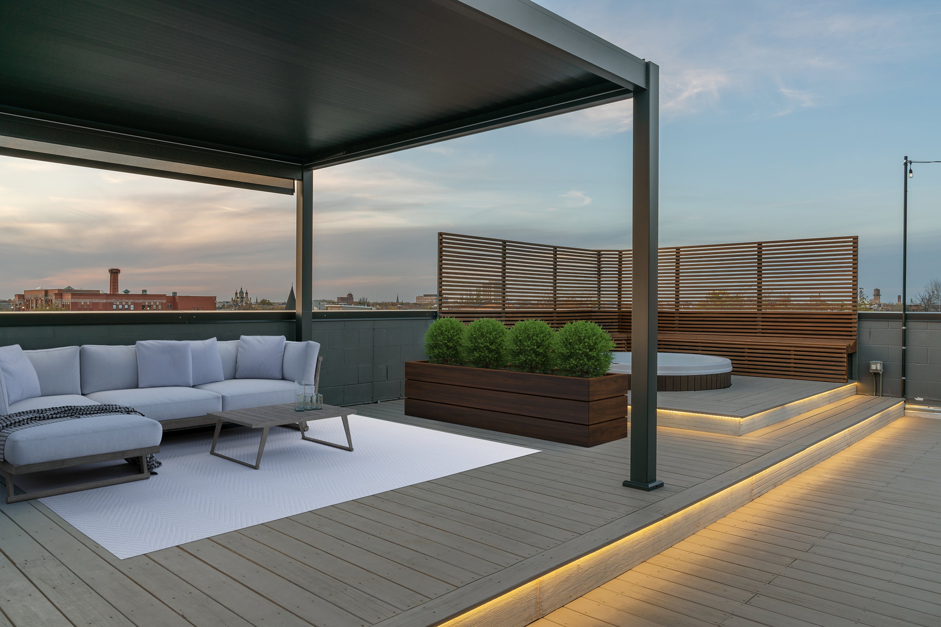 Villa Pergola with sunset