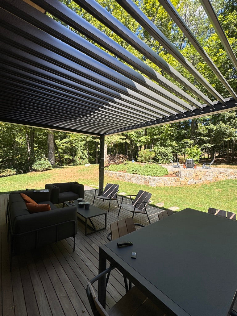 Weatherproof Pergola - Motorized Louver w/ Lighting