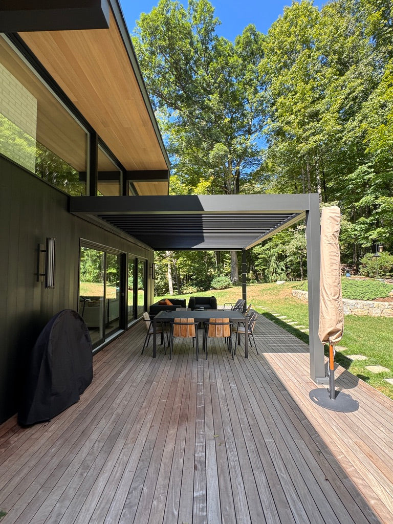 Weatherproof Pergola - Motorized Louver w/ Lighting