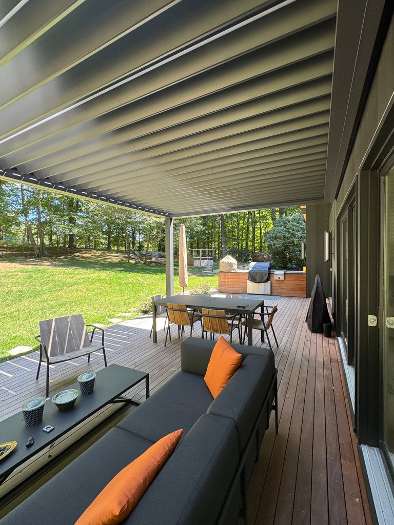 Weatherproof Pergola - Motorized Louver w/ Lighting