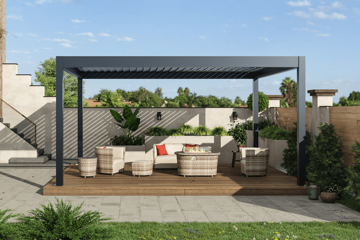 Pergola portable 3 x 3 m, protection contre le soleil et la pluie légère main image 1