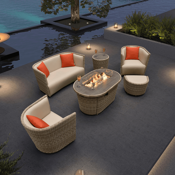 Figarro ft.Peven Everett  Caramel 〜12ハウス Beachcroft Beige Outdoor Rectangular Fire Pit Table From