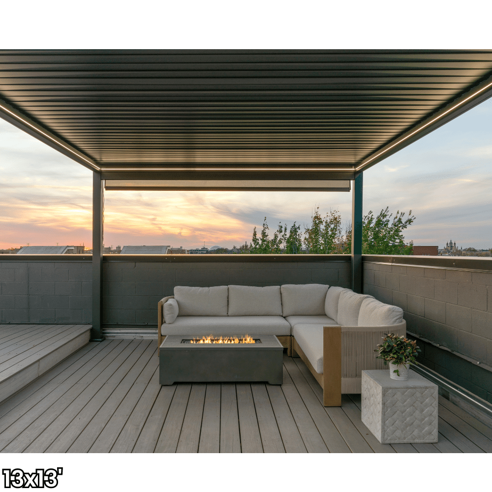 Pergola Bioclimatique COCOON XL Mixte Gris anthracite / Blanc 4,50x6,037m  Verin + LED