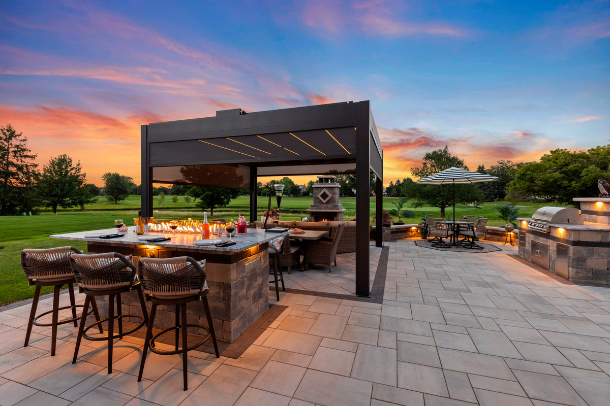 Weatherproof Pergola - Motorized Louver w/ Lighting