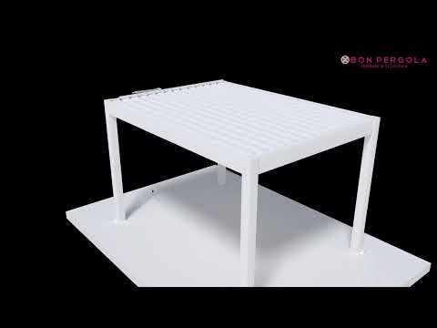 ChatGPT 說：
The video showcases the assembly process of the Bon Pergola electric louvered shade. During assembly, the left crossbeam with wiring is connected to the posts using a specific latch structure that fits into slots on the posts. Attention is given to covering connectors, screws, or other unsightly parts to enhance the pergola’s overall aesthetic and refinement. The drainage unit is a crucial part of the pergola's drainage system, effectively channeling rainwater collected by the louvered roof.
